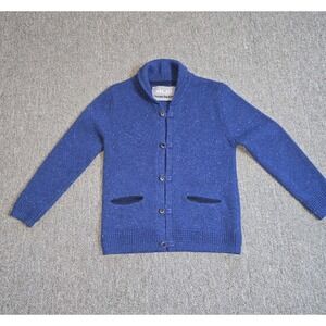 4 US Cesare Paciotti Kids Shawl Neck Speckled Blue Wool/Angora/ Mohair Cardigan